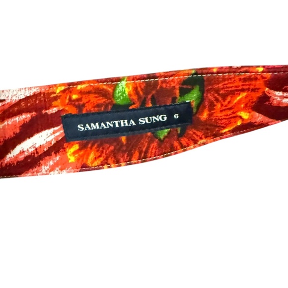 Samantha Sung Red Floral Belt Size 6 - Picture 4 of 6